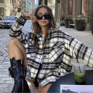 Zara Black And White Plaid Shacket